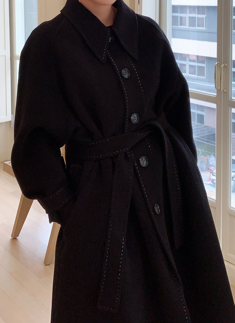 stitch handmade coat (black)