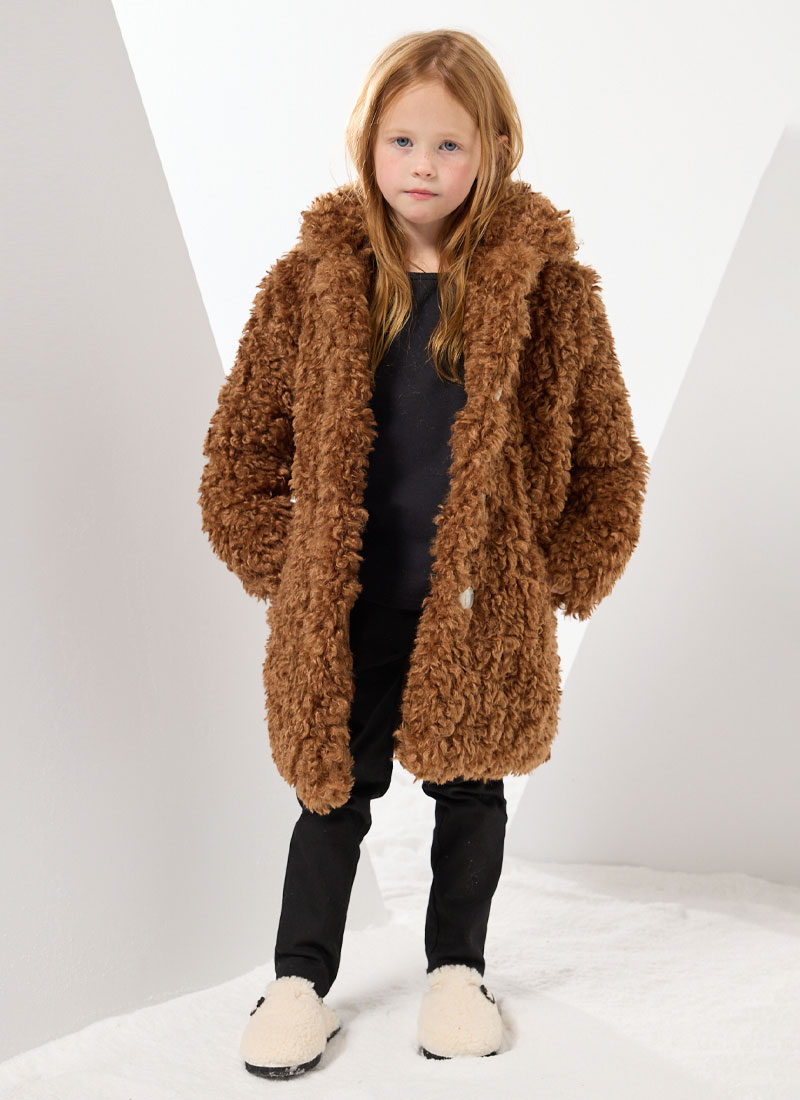 kids fur long coat (브라운)